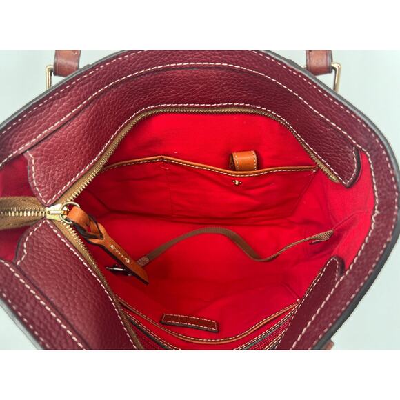 Dooney & Bourke Purse Shoulder Bag Red Burgundy Leather Quality Handbag - Picture 12 of 12
